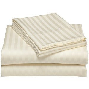 Luxury 600 Thread Count 100% Egyptian Cotton California King Sheet Set Striped In Ivory/Cream