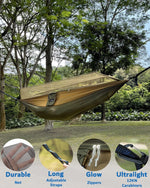 Portable Double Hammock Tent with Net and Straps for Outdoor Survival