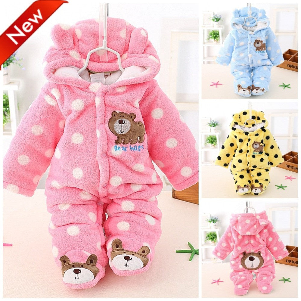 Newborn Baby Girls Clothing Coral Fleece Winter Boy Rompers Cartoon Infant Clothes Meninas Bear Down Snowsuit Babies Jumpsuits