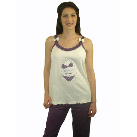 Bikini Star 100% Pure Egyptian Cotton Pajama In Ivory/Cream