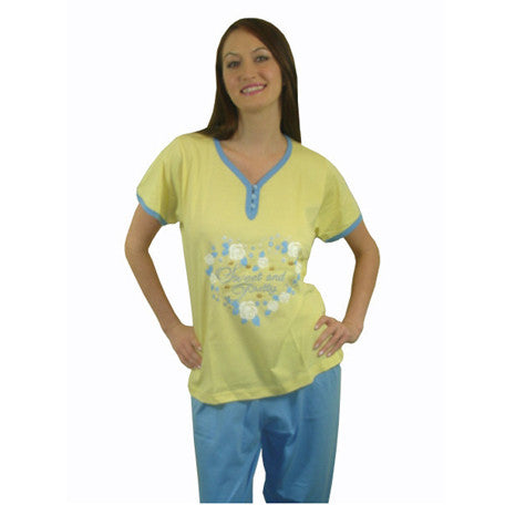 Sweet & Pretty 100% Pure Egyptian Cotton Pajama In Yellow